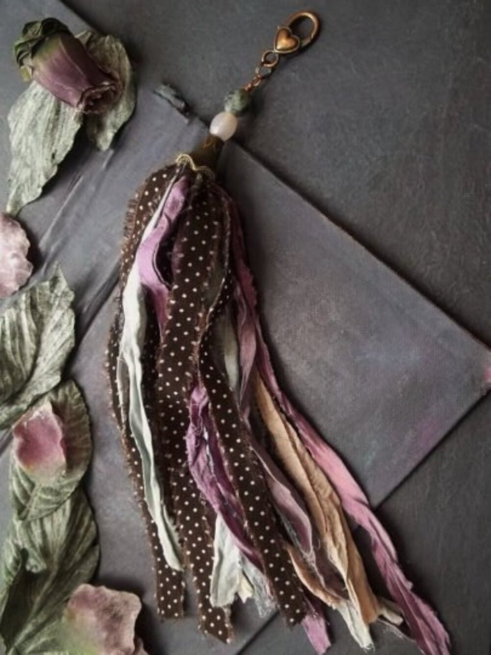 Whimsigoth Sari Silk Tassel Bag Charm Keychain
